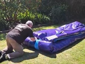 How to fold a bouncy castle?